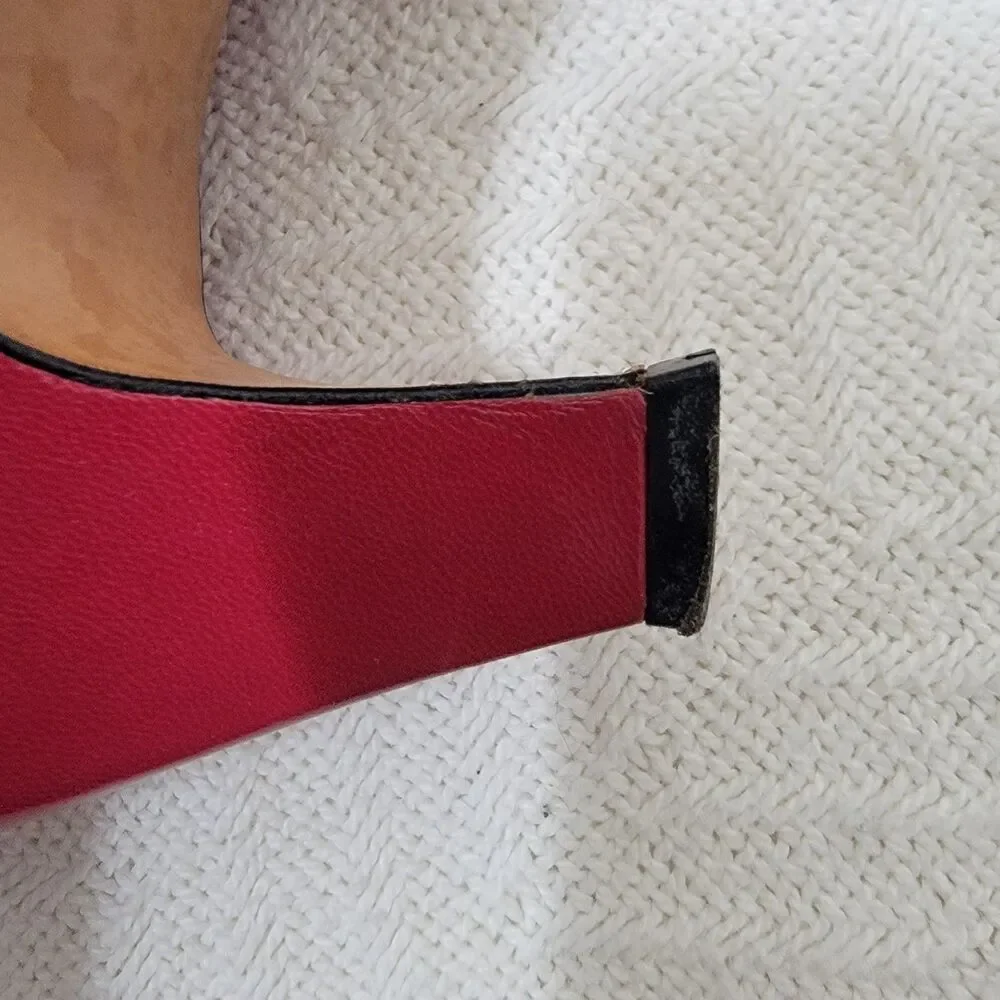 Vintage Evan Picone Red‎ Leather Pumps Made In Spain Size 10